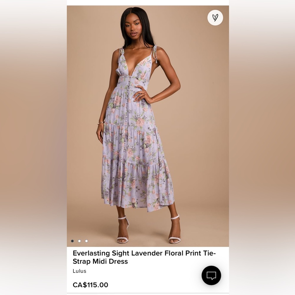 NWT Lulu’s Lavender Floral Dress — size M